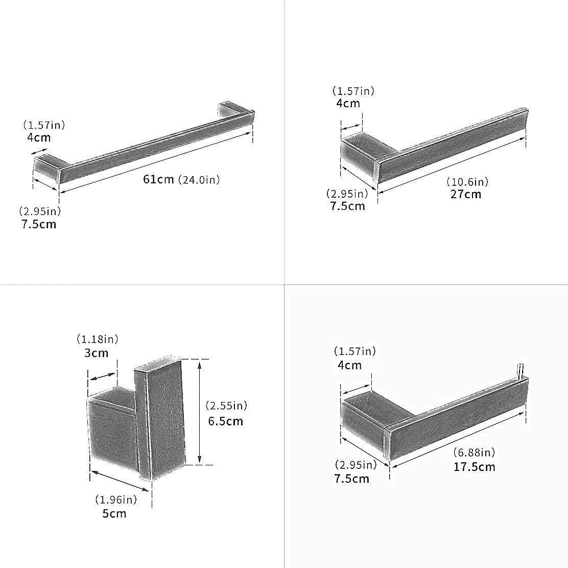Set accesorii baie, argintiu cromat, 4 piese, cod 1273