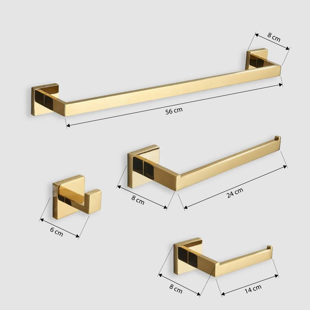 Set accesorii baie, auriu lucios, 4 piese, cod 1242