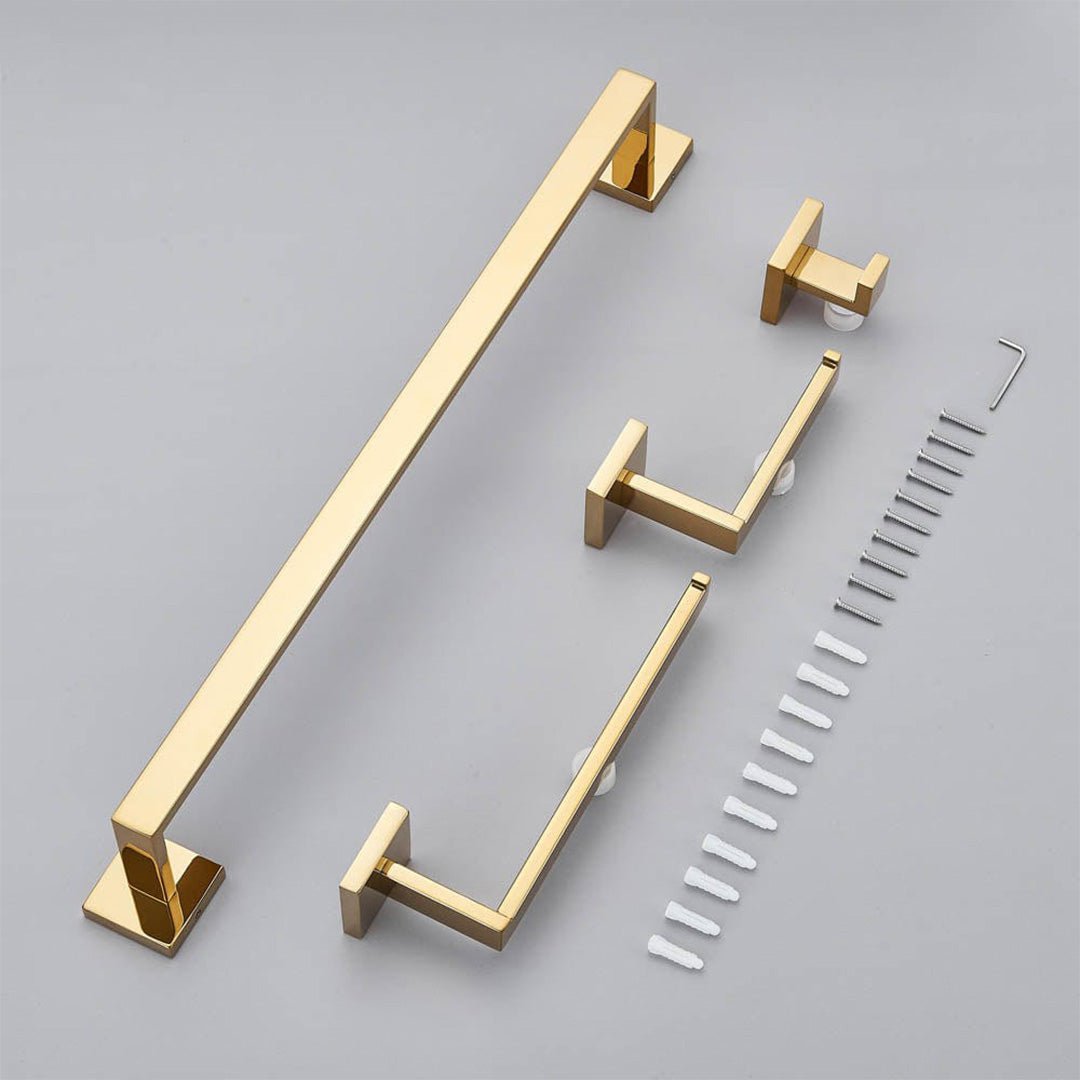 Set accesorii baie, auriu lucios, 4 piese, cod 1242