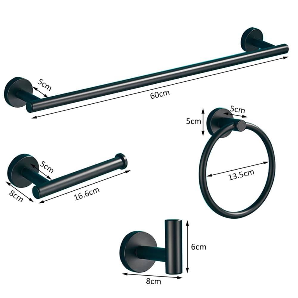 Set accesorii baie, negru mat, 4 piese, cod 1547