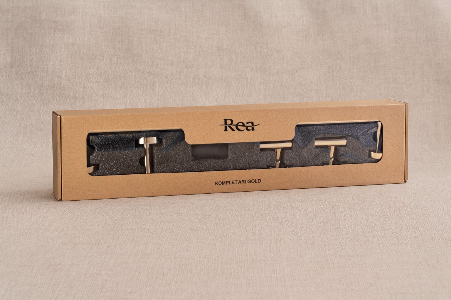 Set accesorii pentru baie Rea Ari, auriu lucios, 4 piese