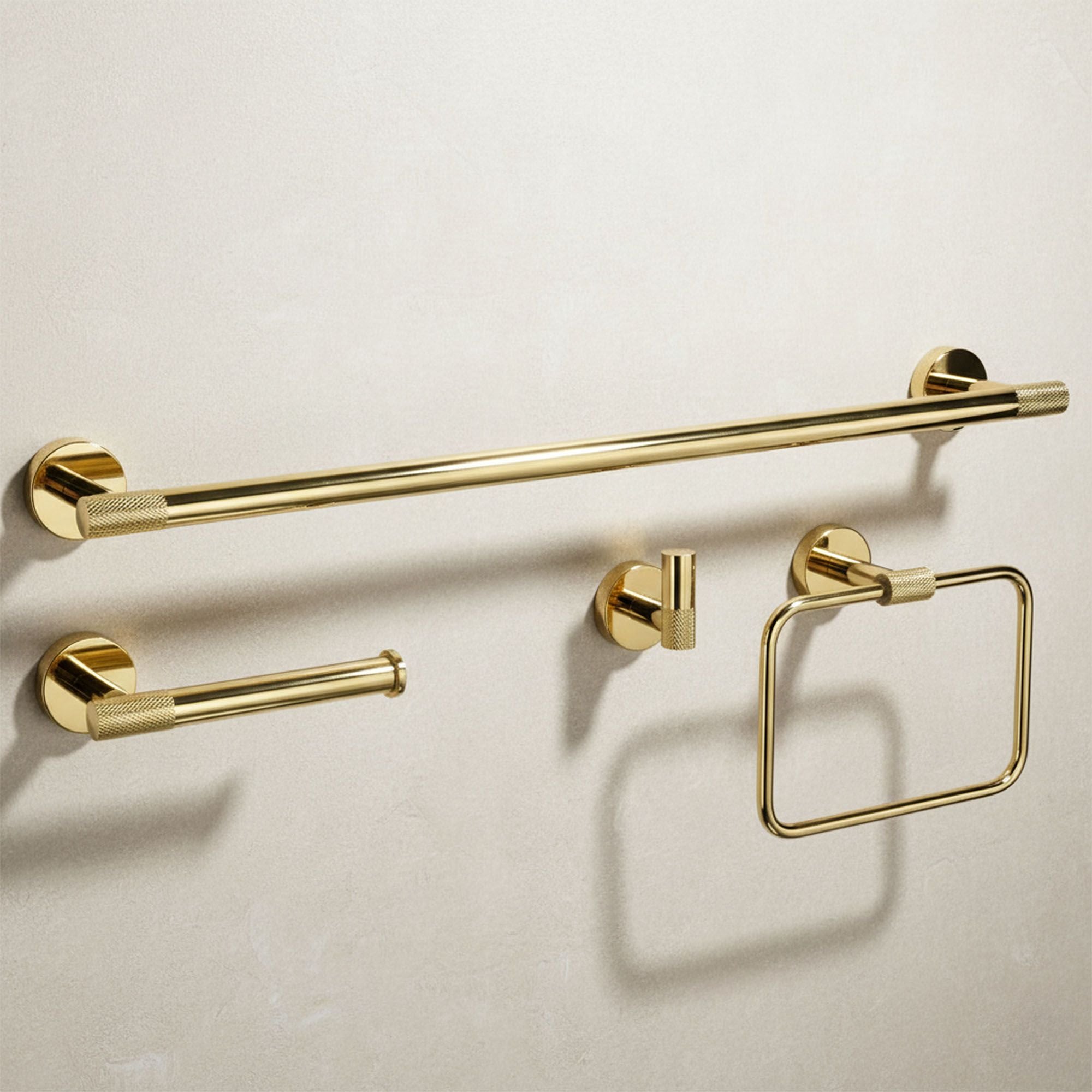 Set accesorii pentru baie Rea Grid, auriu lucios, 4 piese
