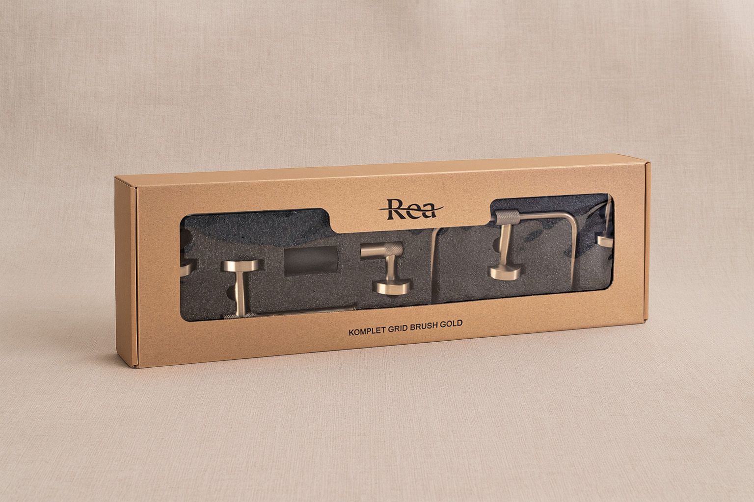 Set accesorii pentru baie Rea Grid, auriu periat, 4 piese