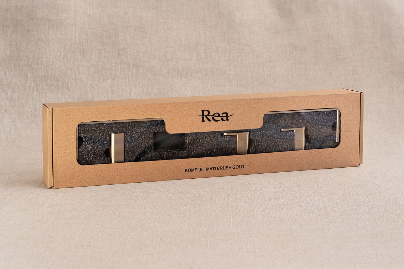 Set accesorii pentru baie Rea Mati, auriu periat, 4 piese
