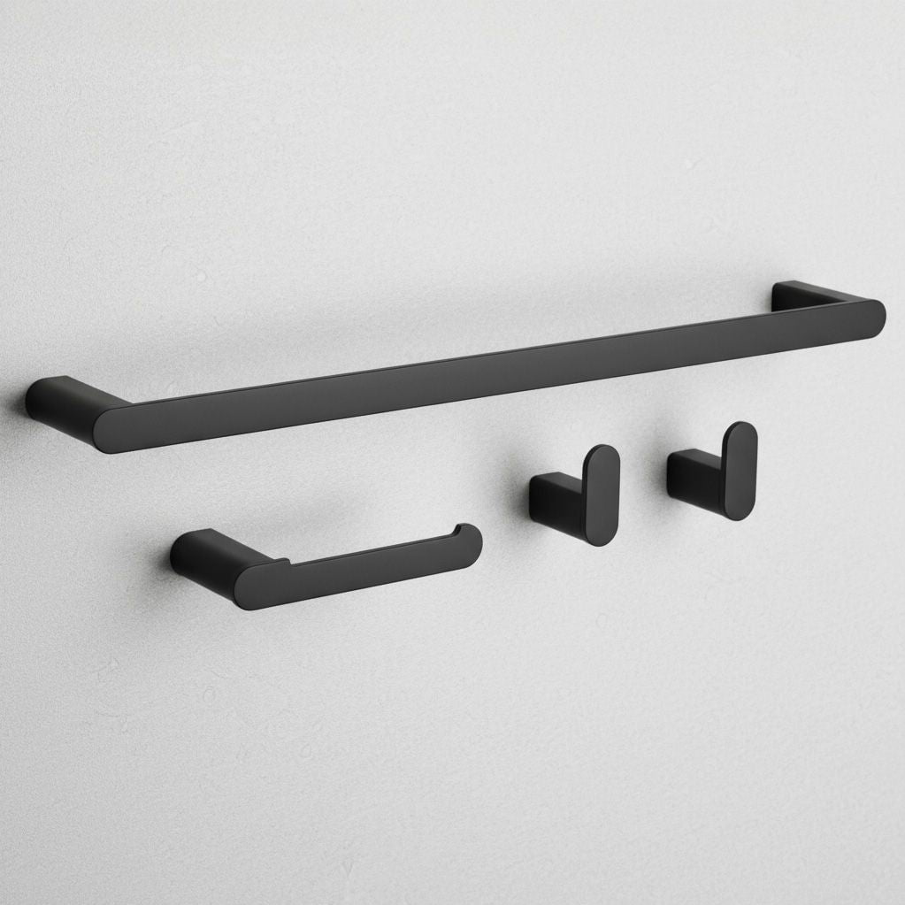 Set accesorii pentru baie Rea Mati, negru mat, 4 piese