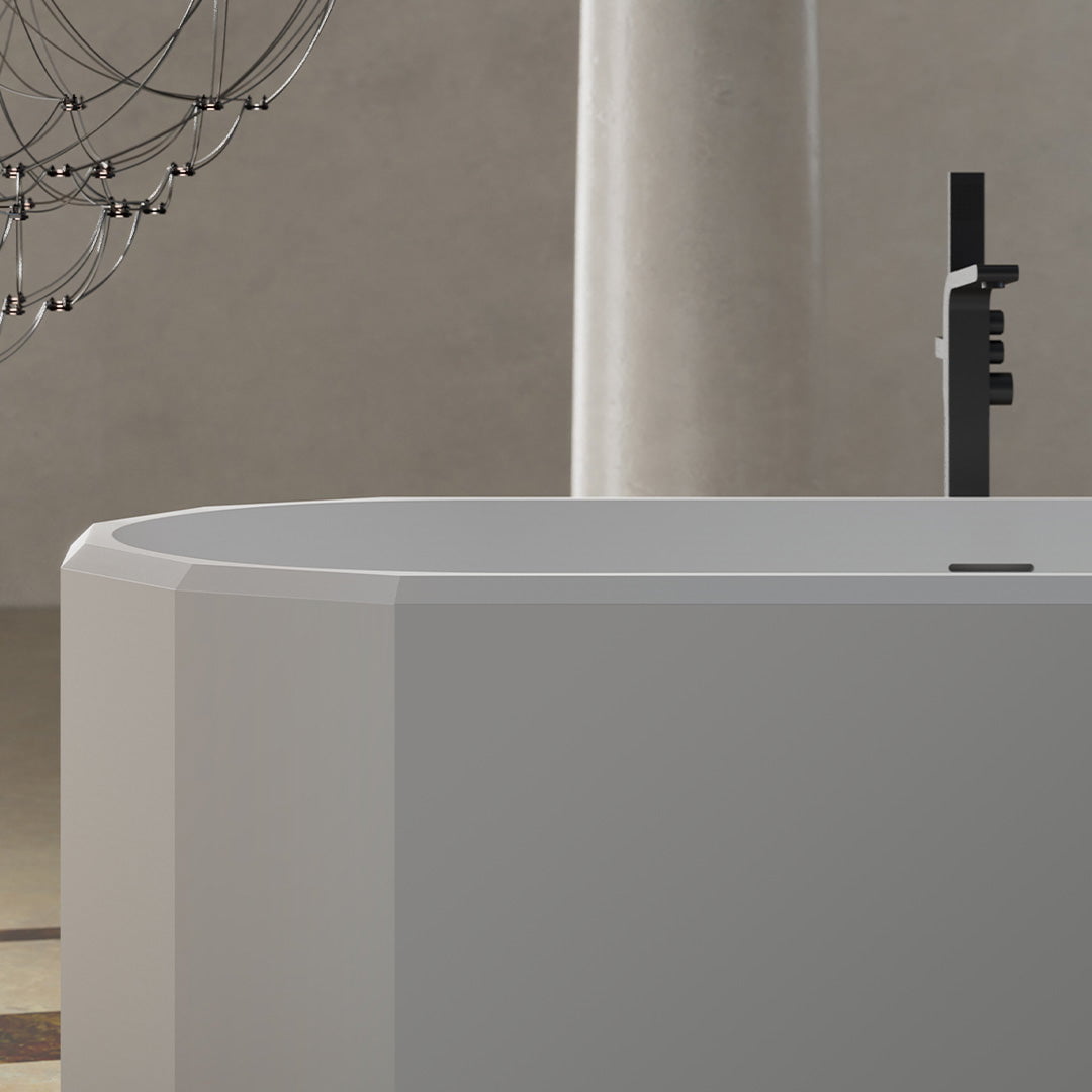 Set baie Beryl, cada de 170 cm, lavoar si oglinda, din compozit, alb mat, MonBlari