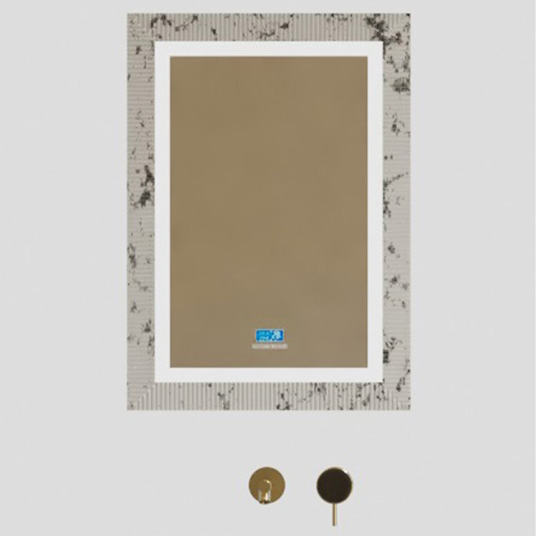 Set baie, cada si lavoar freestanding cu oglinda, din compozit, alb/gri mat, MonBlari