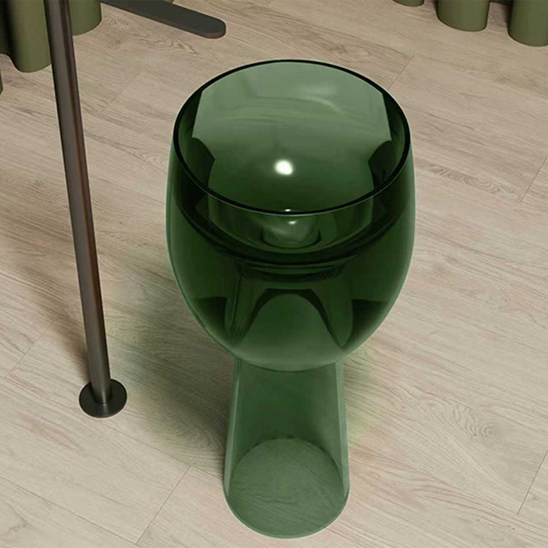 Set baie, cada si lavoar freestanding cu oglinda, din rasina, verde transparent, MonBlari