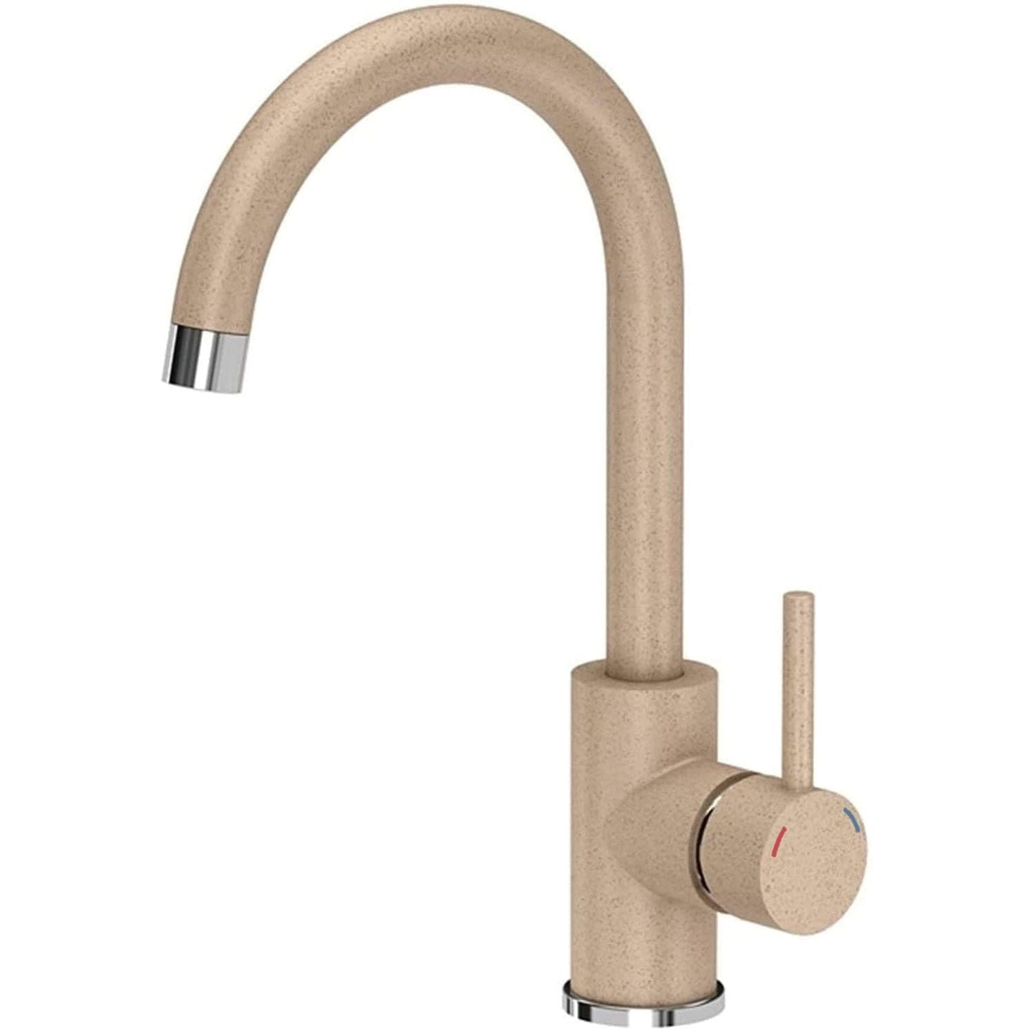 Set chiuvetă bucătărie granit Nils bej, baterie, dozator detergent, sifon și scurgere