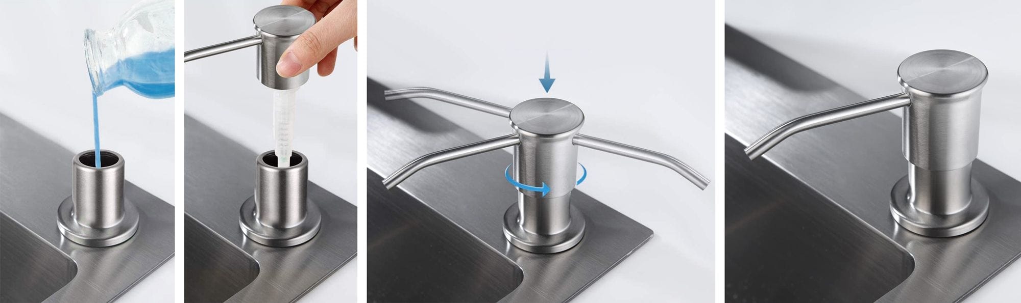 Set chiuvetă bucătărie granit Nils gri, baterie, dozator detergent, sifon și scurgere, 310x620x160 mm