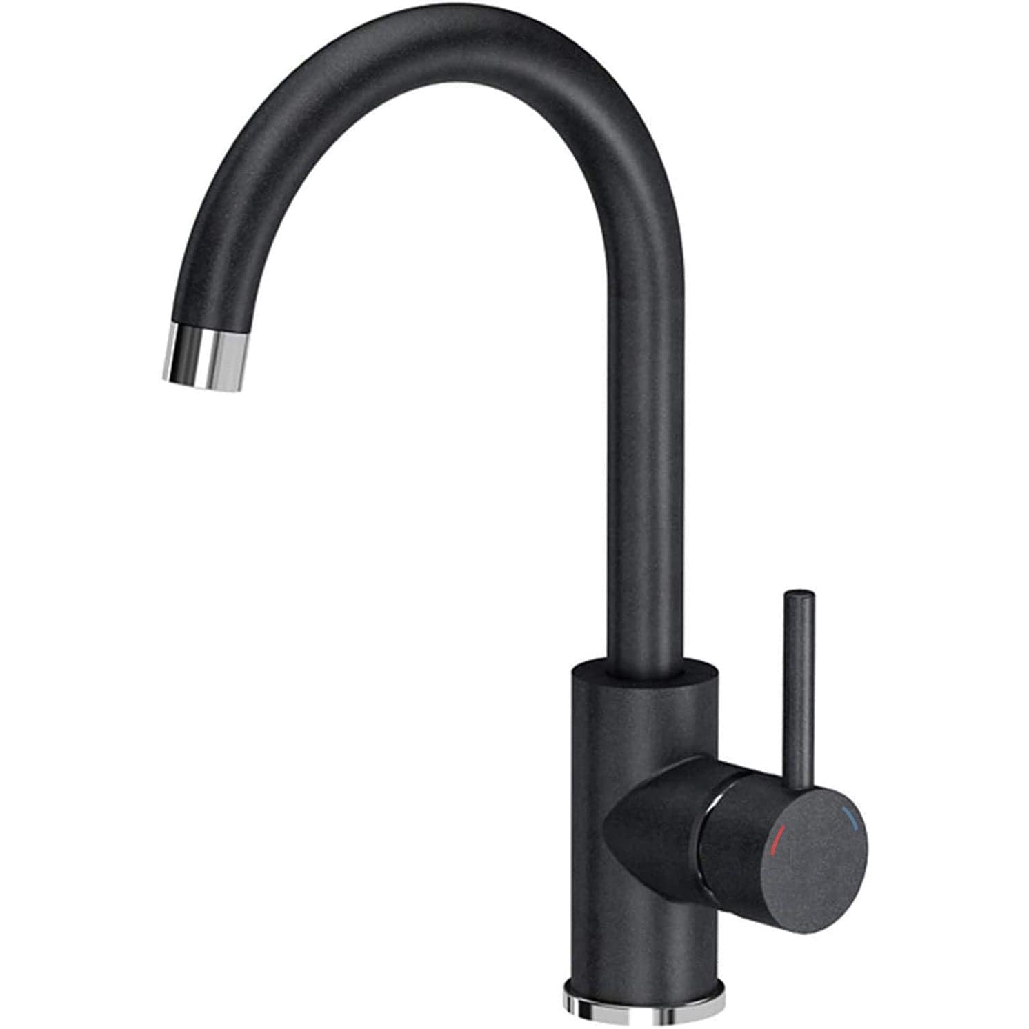 Set chiuvetă bucătărie granit Nils neagră, baterie, dozator detergent, sifon și scurgere, 310x620x160 mm