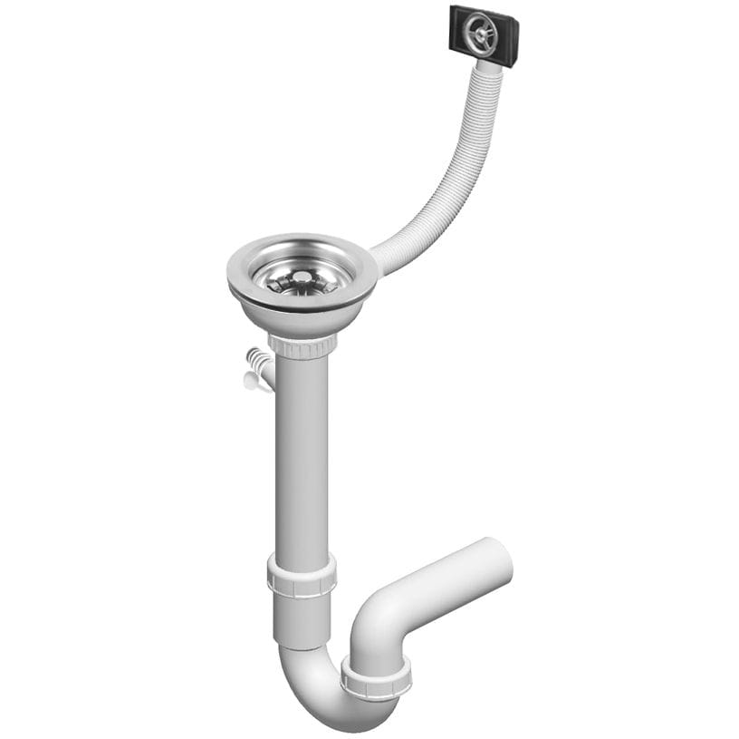 Set chiuvetă bucătărie granit Nils neagră, baterie, dozator detergent, sifon și scurgere, 310x620x160 mm