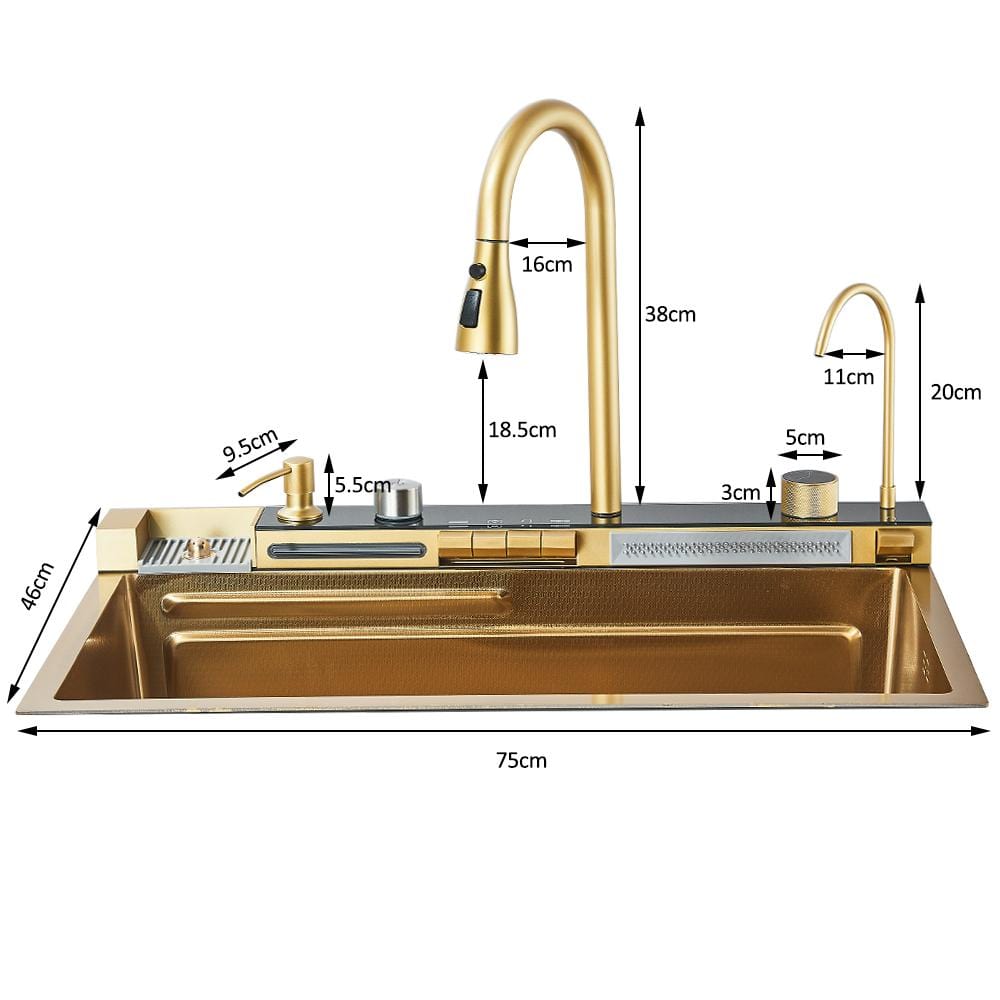 Set chiuvetă de bucătărie multifuncțională, baterie cu duș extractibil și baterie specială pentru apă purificată + accesorii incluse, cod 1112