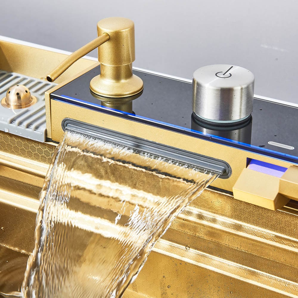 Set chiuveta de bucatarie multifunctionala, baterie cu dus extractibila si baterie speciala pentru apa purificata + accesorii incluse, cod 1112