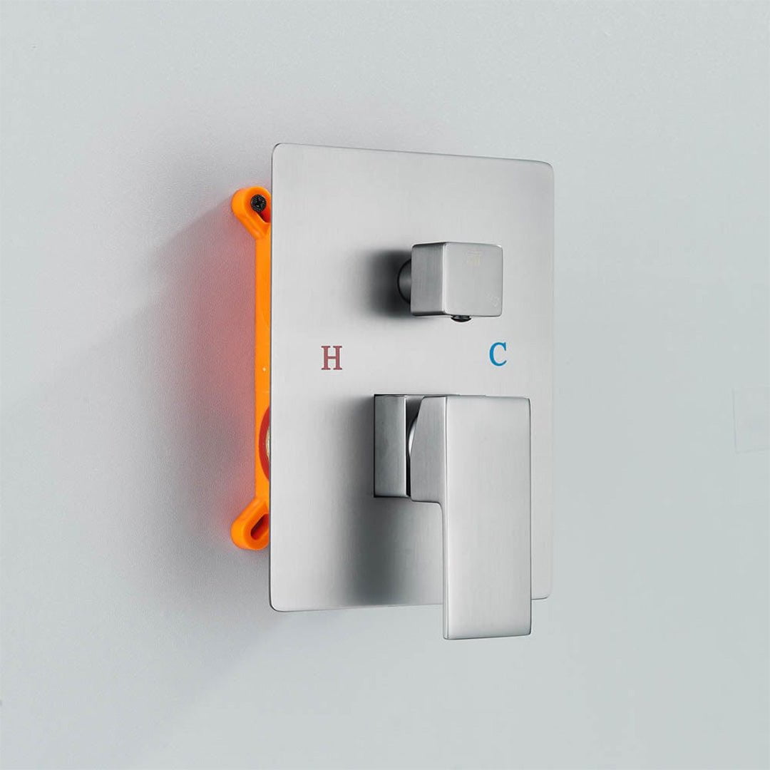 Set de duș cu pară pătrată 25 cm, gri antracit, 3 funcții de curgere a apei, cod 1244