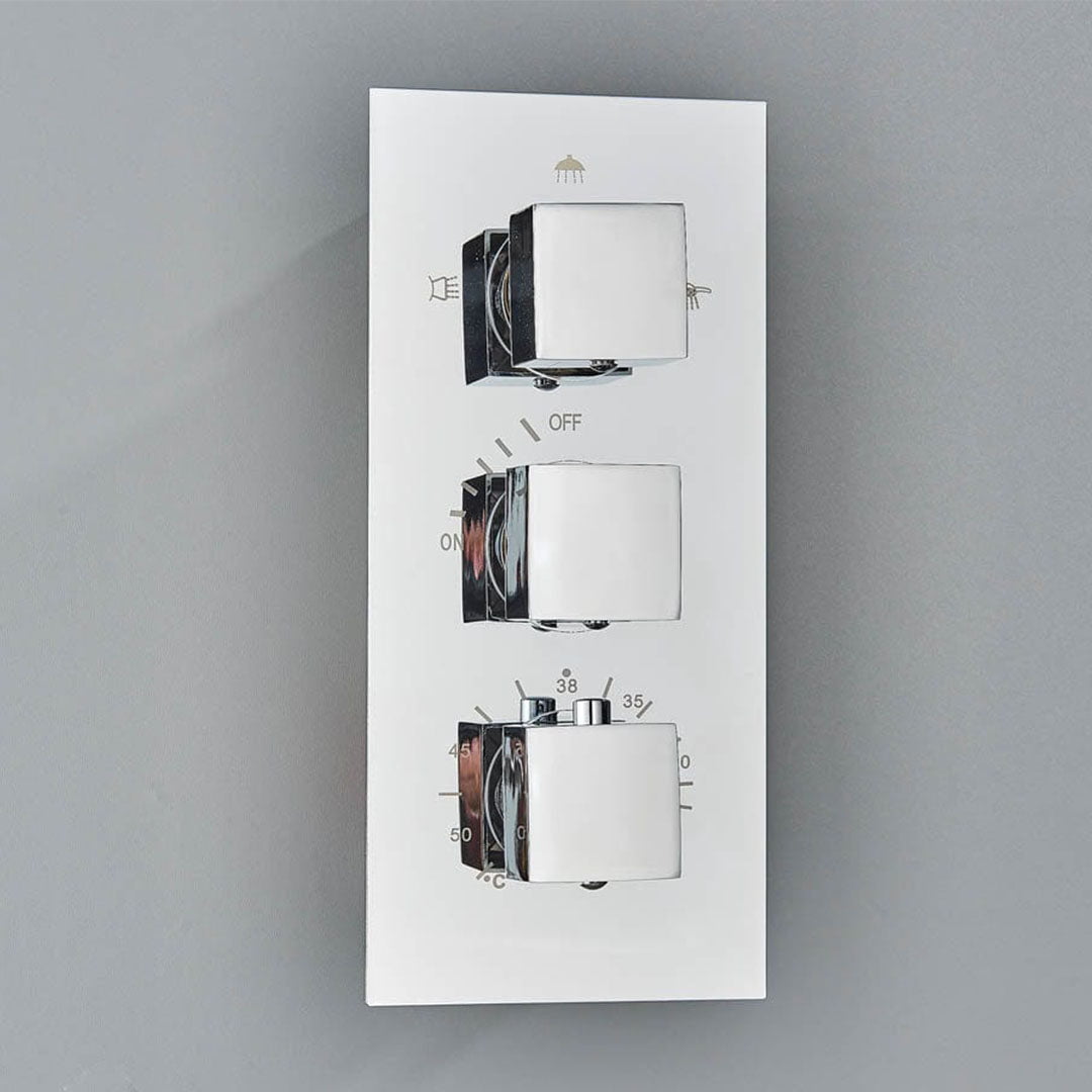 Set de duș cu pară tip cascadă, cu termostat, argintiu lucios, 3 funcții de curgere a apei, cod 1240