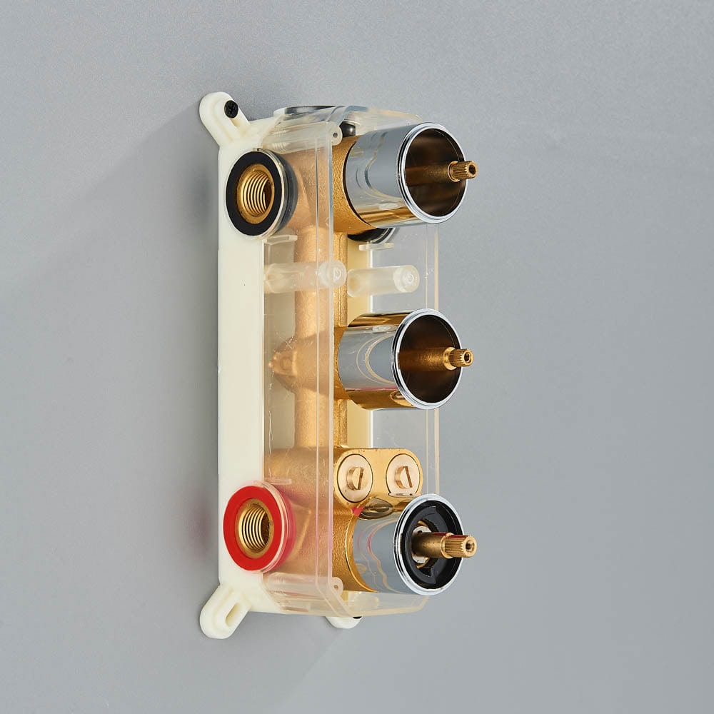 Set de duș cu pară tip cascadă, cu termostat, argintiu lucios, 3 funcții de curgere a apei, cod 1240