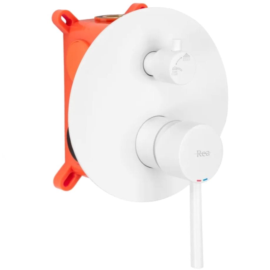 Set de duș încastrat Rea Lungo alb cu 3 funcții de curgere