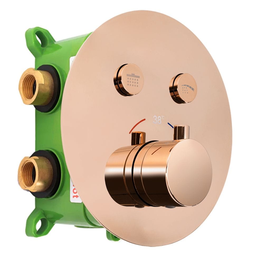 Set de duș încastrat Rea Lungo Miler + box, auriu rose