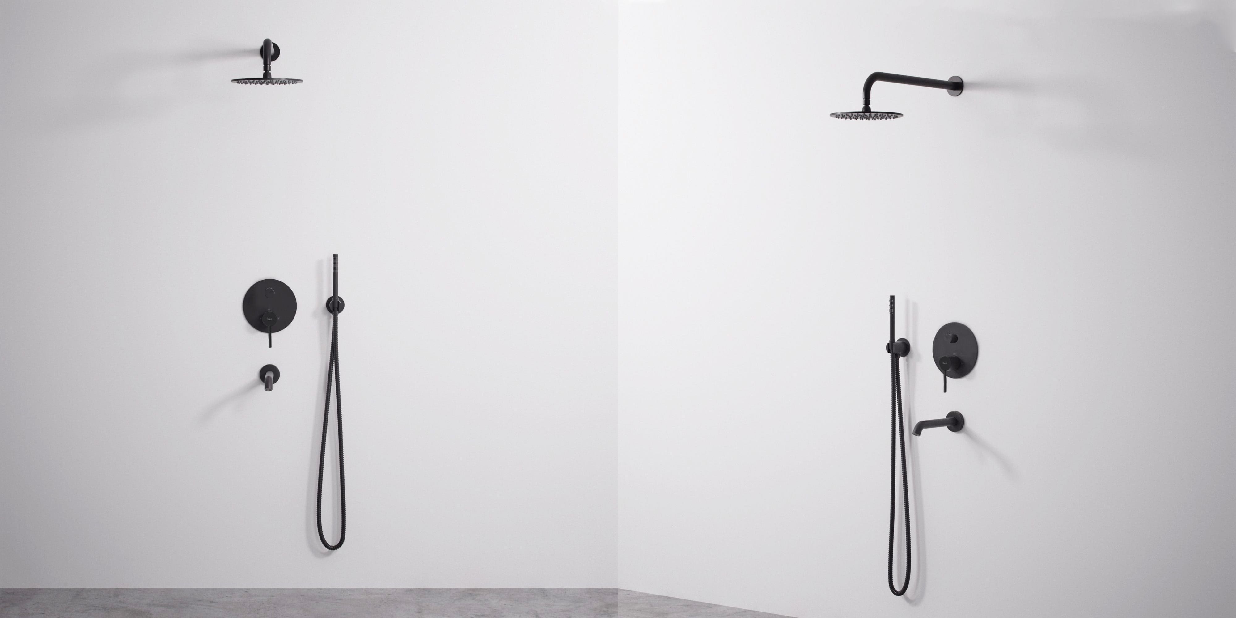 Set de duș încastrat Rea Lungo negru mat cu 3 funcții de curgere