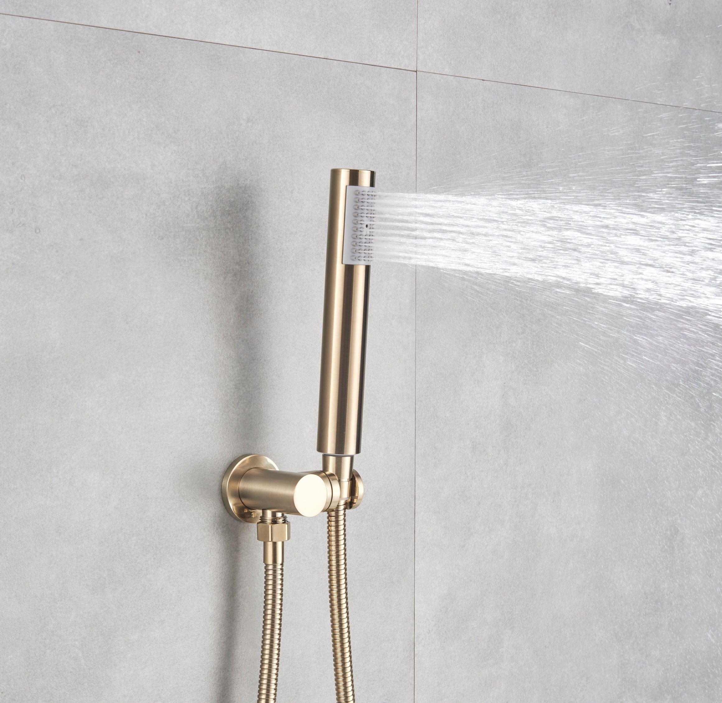 Set de dus auriu nichelat cu para rotunda tip ploaie 25 cm, Green 1269