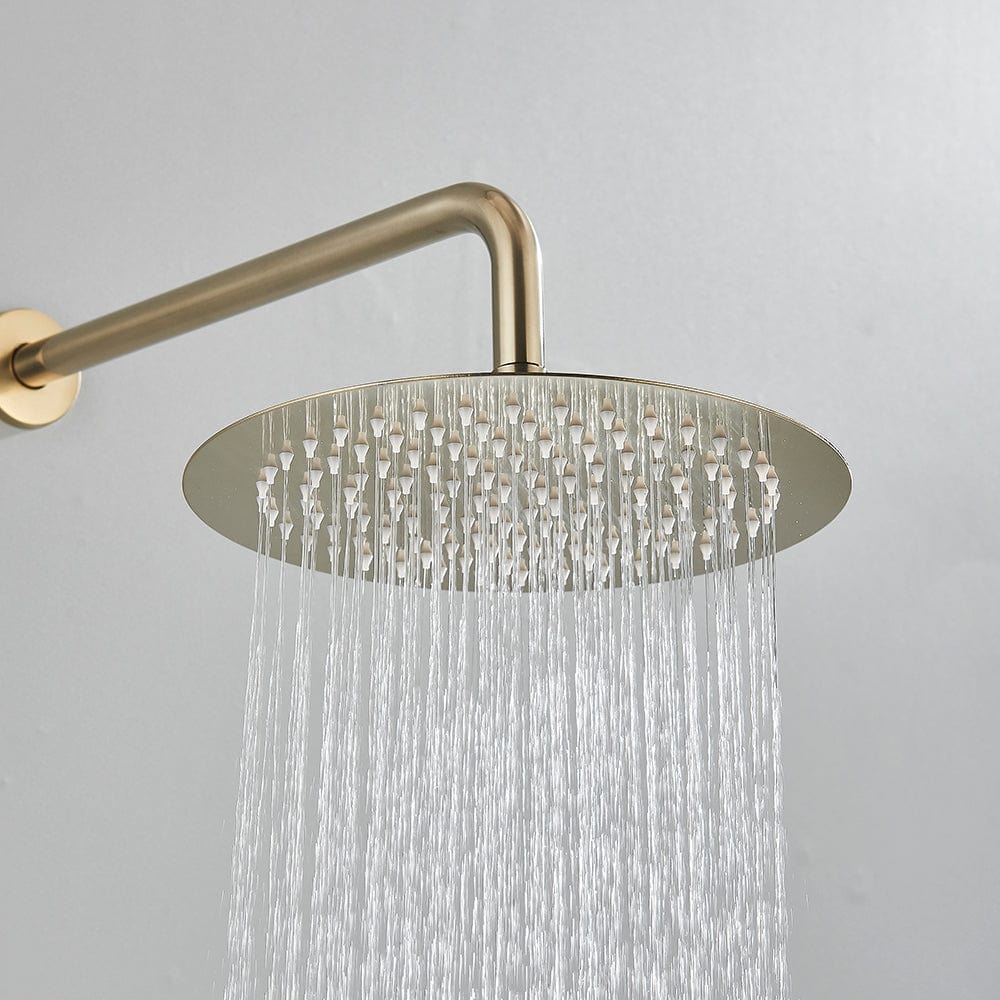 Set de dus auriu nichelat cu para rotunda tip ploaie 25 cm, Green 1269