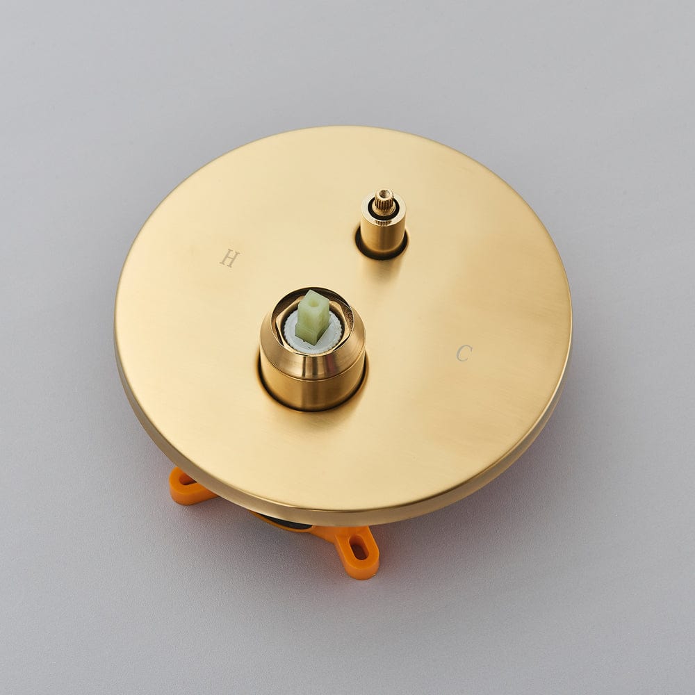 Set de dus auriu nichelat cu para rotunda tip ploaie 25 cm, Green 1269