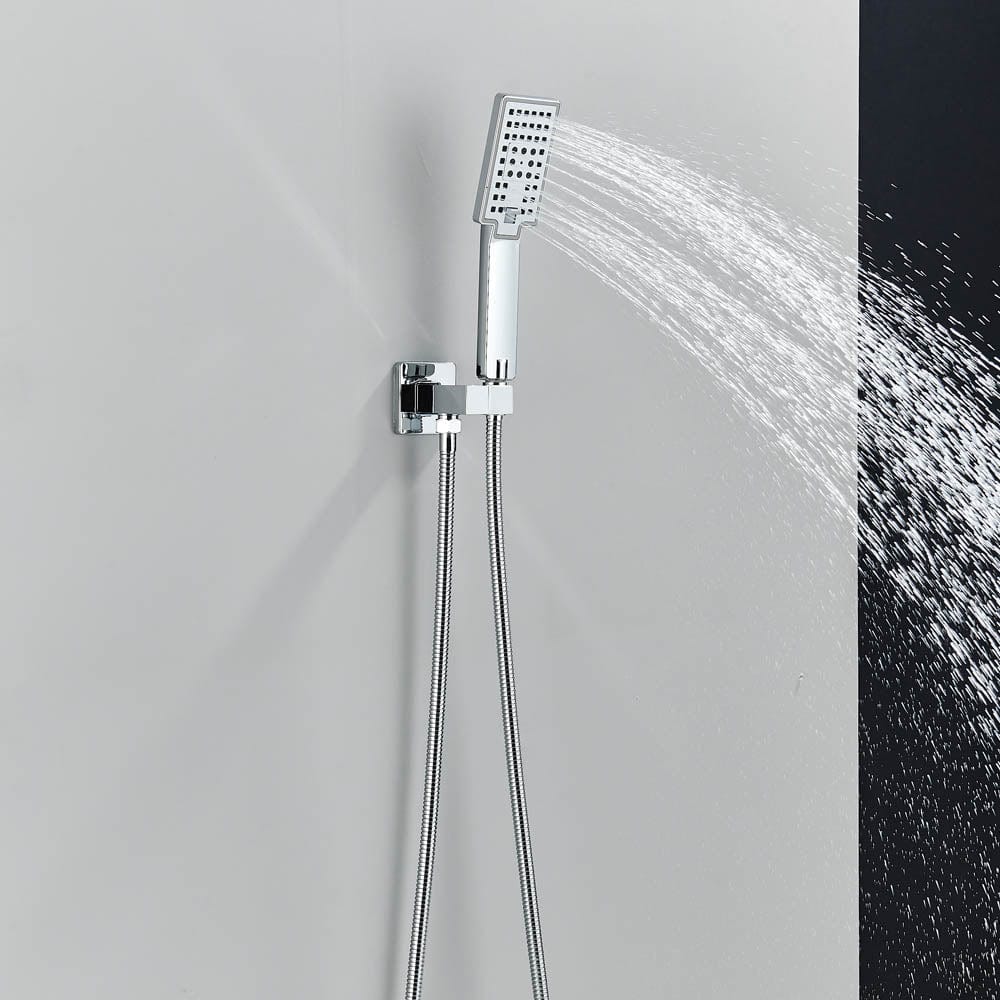 Set de dus cu para patrata de 30 cm, afisaj digital cu LED, argintiu, cod 1456