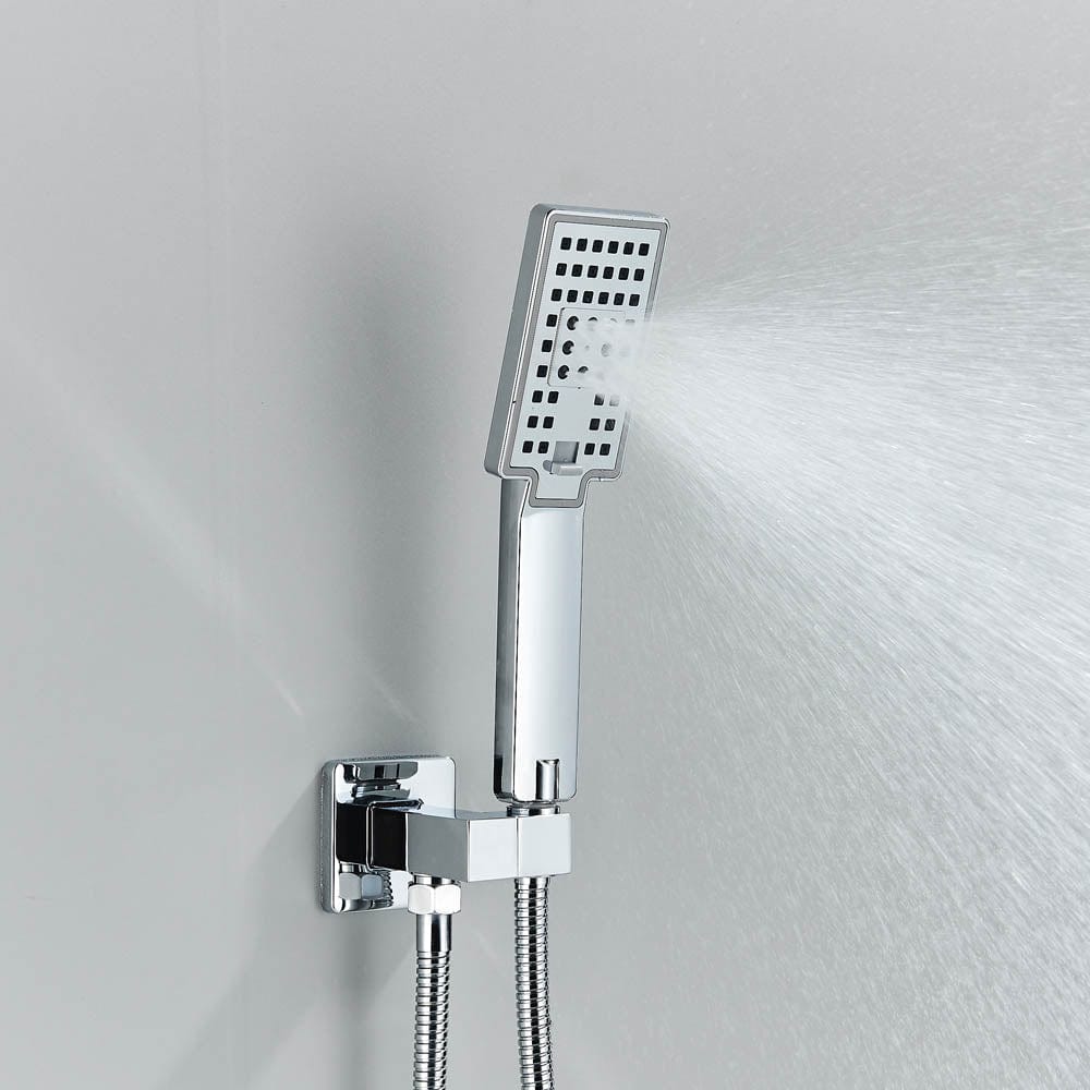 Set de dus cu para patrata de 30 cm, afisaj digital cu LED, argintiu, cod 1456