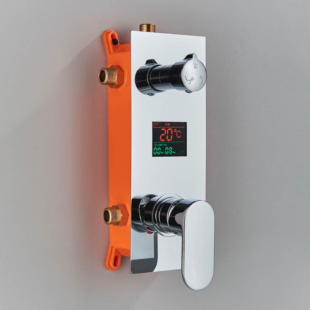 Set de dus cu para patrata de 30 cm, afisaj digital cu LED, argintiu, cod 1456