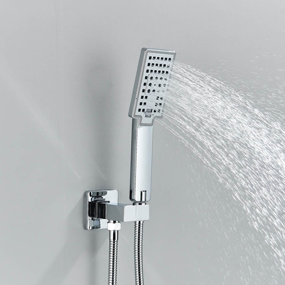 Set de dus cu para patrata de 30 cm, afisaj digital cu LED, argintiu, cod 1456