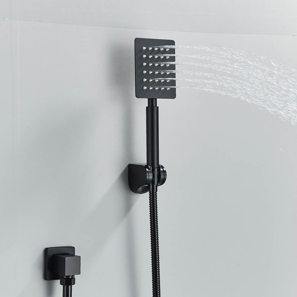 Set de dus cu para patrata de 30 cm, afisaj digital cu LED, negru mat, cod 1457