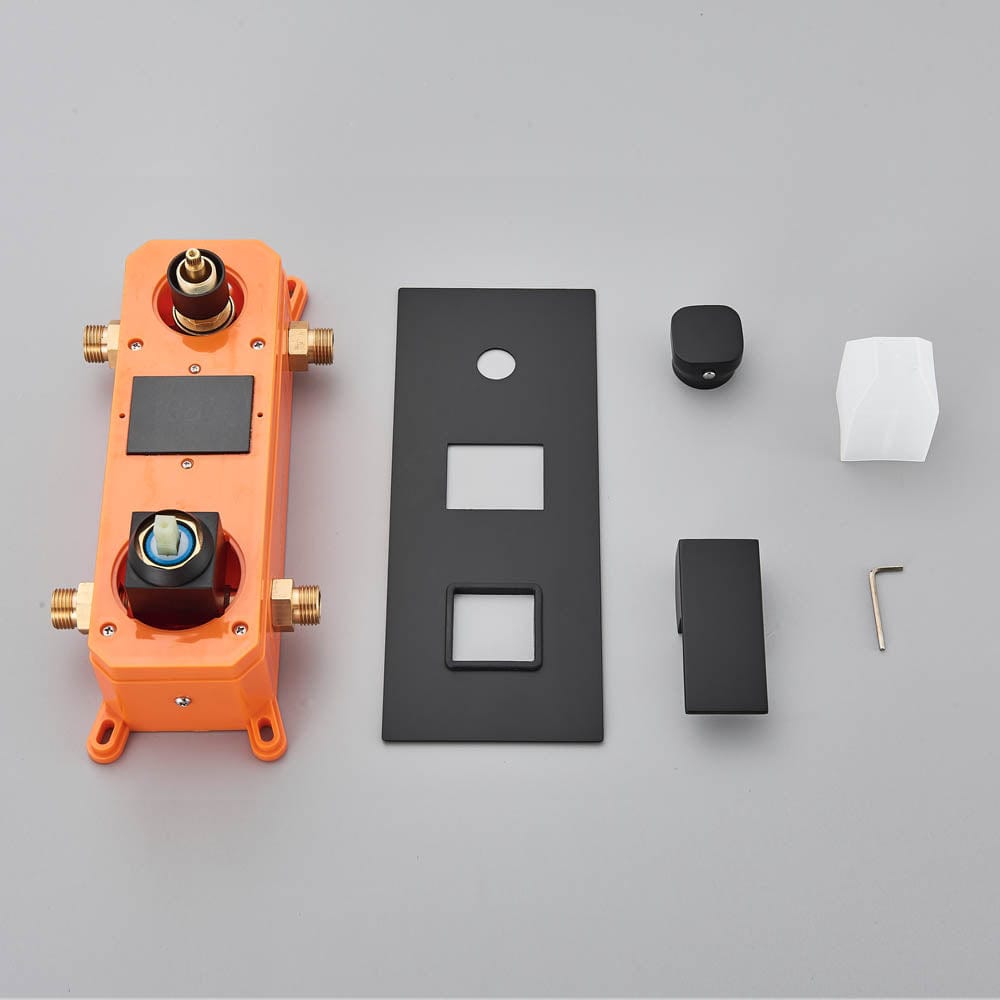 Set de dus cu para patrata de 30 cm, afisaj digital cu LED, negru mat, cod 1457