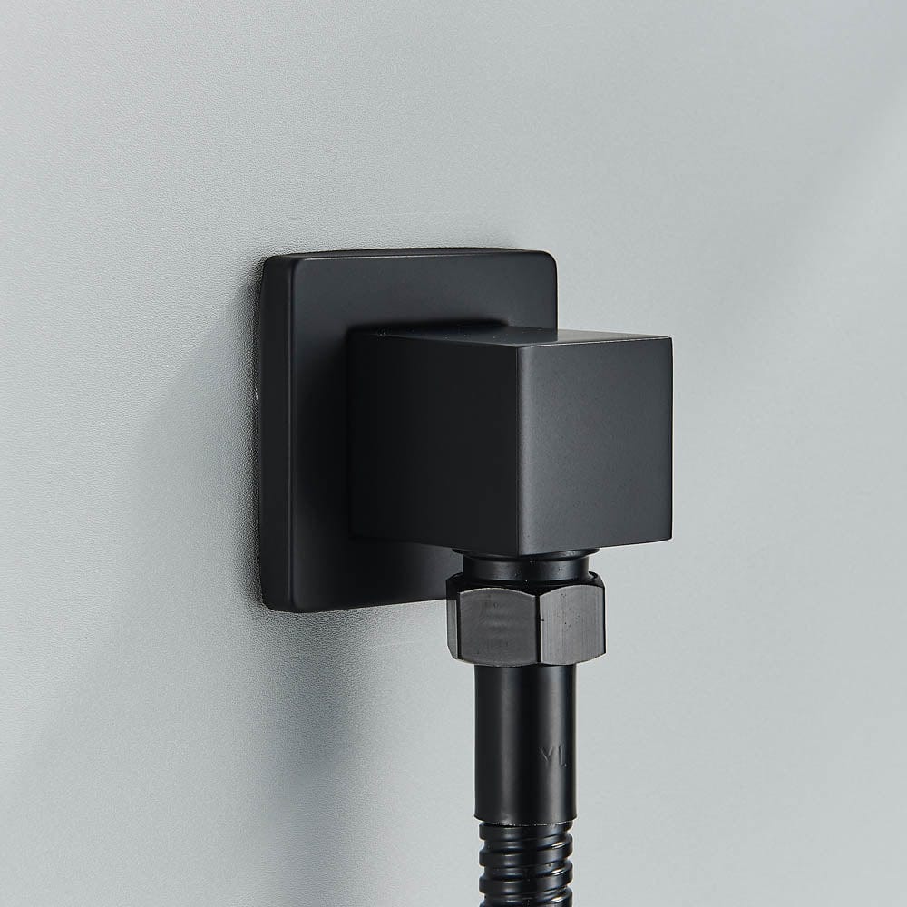 Set de dus cu para patrata de 30 cm, afisaj digital cu LED, negru mat, cod 1457