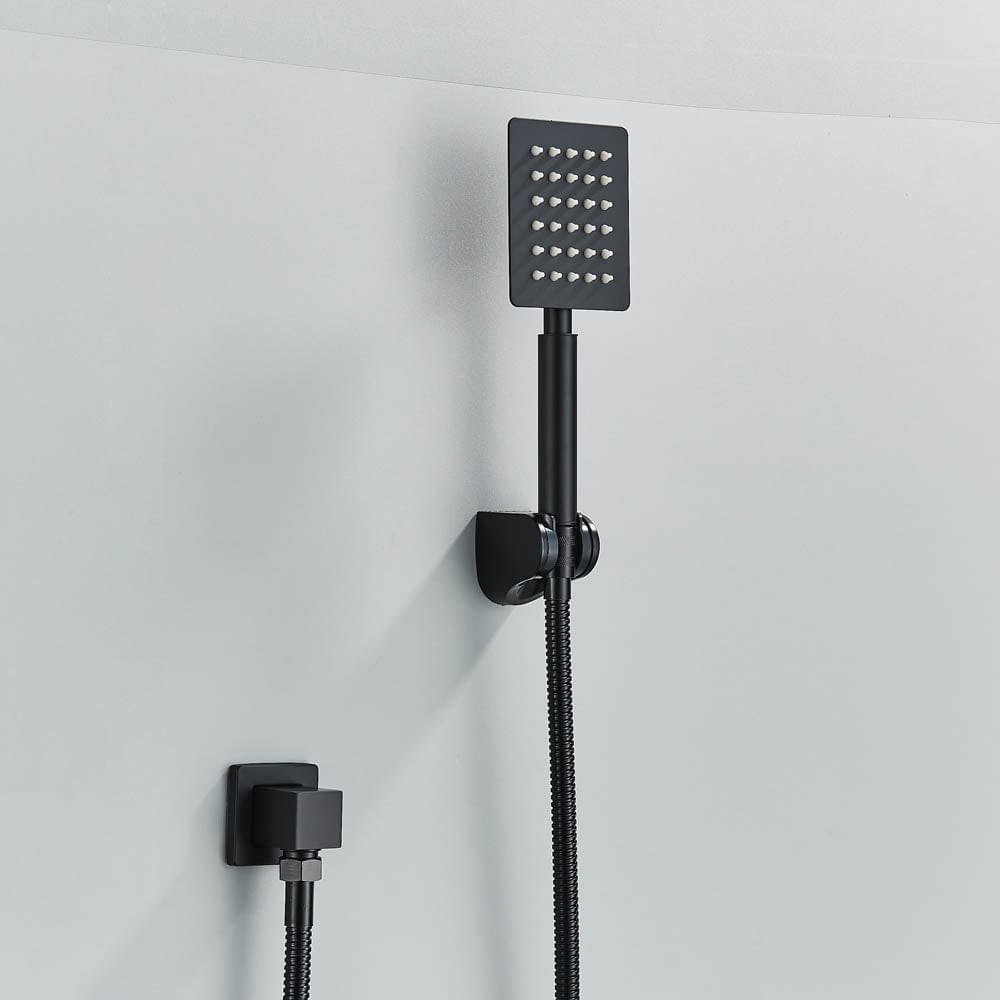 Set de dus cu para patrata de 30 cm, afisaj digital cu LED, negru mat, cod 1457