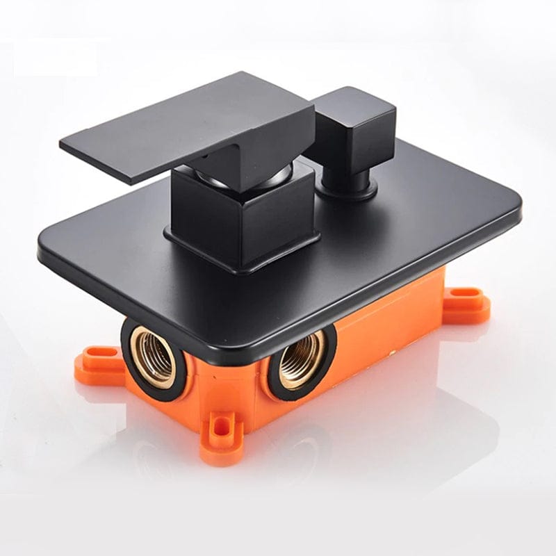 Set de dus cu para patrata de 40 cm, negru mat, cu 2 functii de curgere a apei, + SIFON, cod 1233