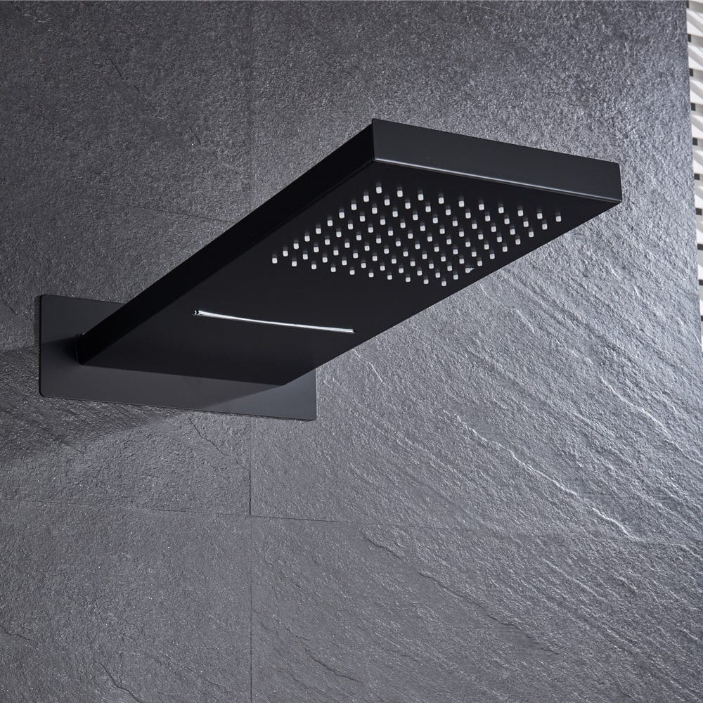 Set de dus cu para tip cascada cu termostat, negru mat, cu 3 functii de curgere a apei, + SIFON, cod 1545