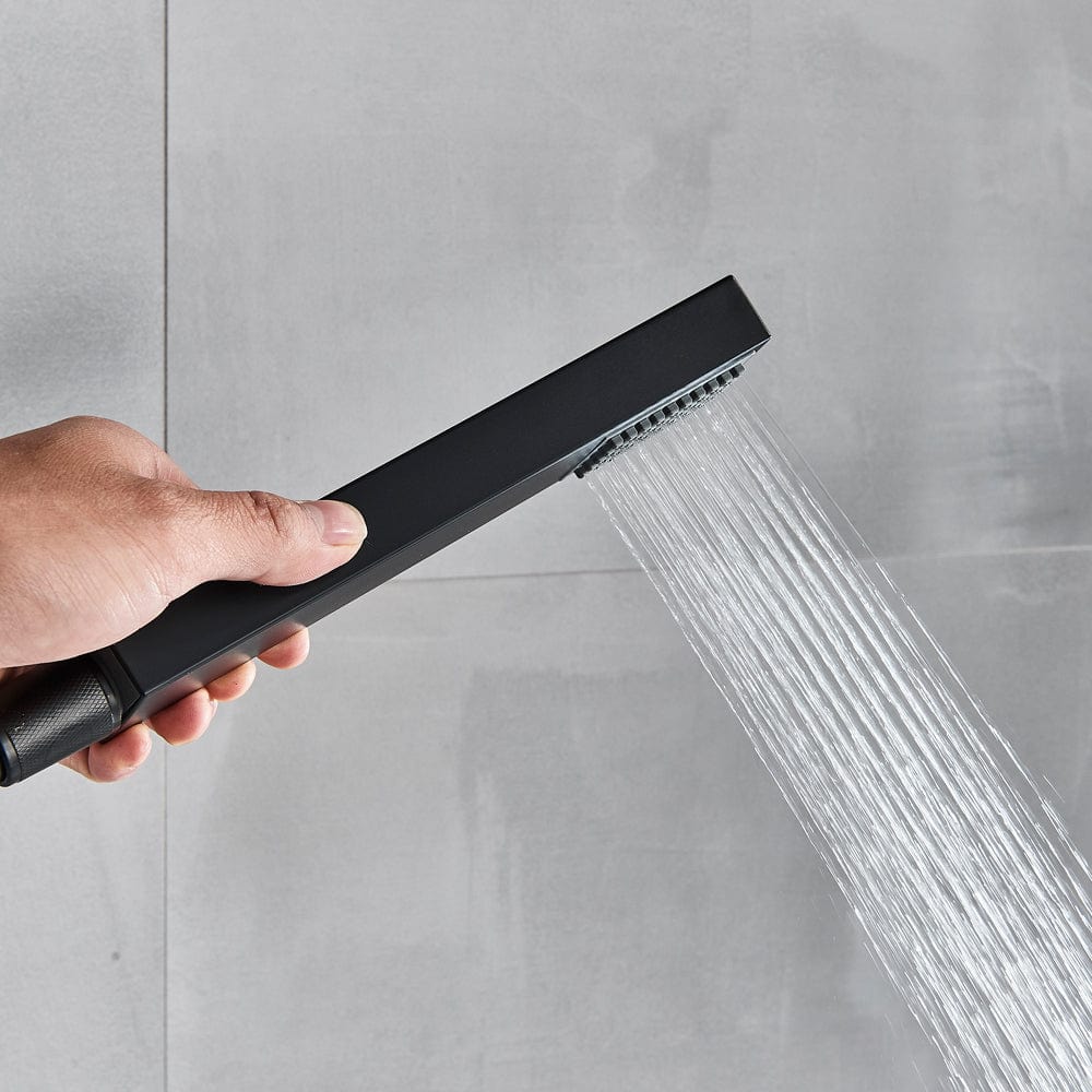 Set de dus cu para tip cascada cu termostat, negru mat, cu 3 functii de curgere a apei, + SIFON, cod 1545