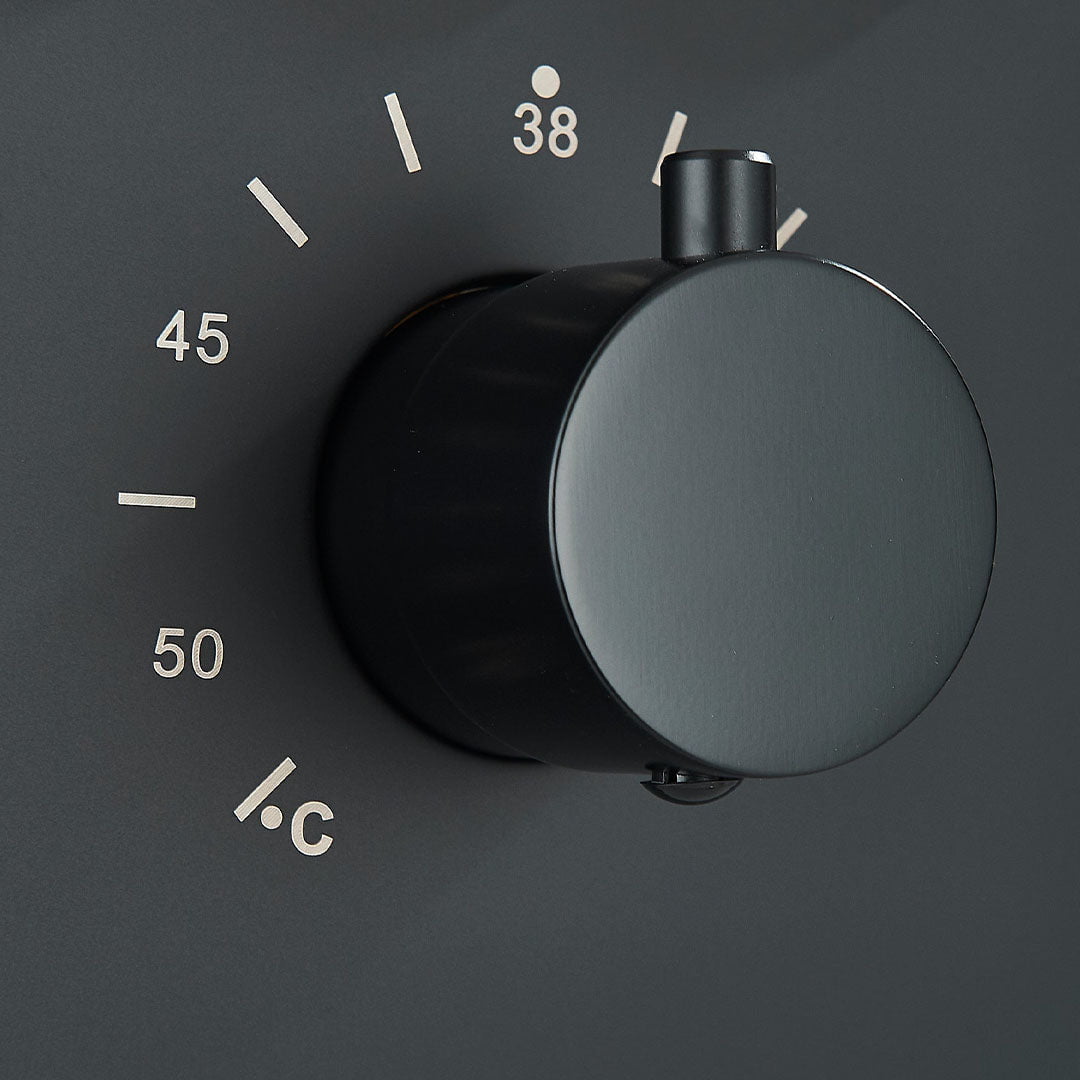 Set de dus incastrabil in tavan, cu para patrata, lumini si termostat, 3 functii de curgere a apei, cod 1691