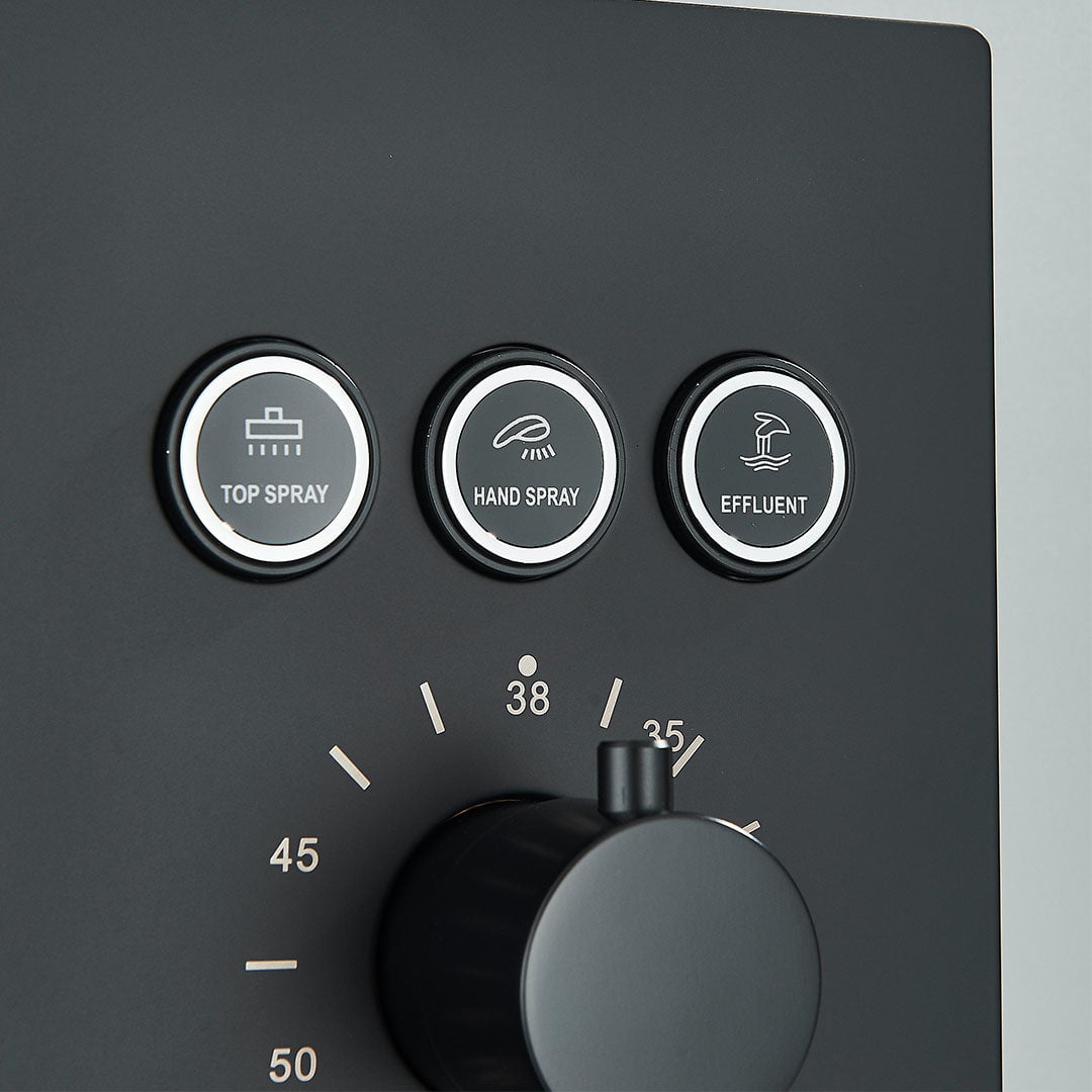 Set de dus incastrabil in tavan, cu para patrata, lumini si termostat, 3 functii de curgere a apei, cod 1691