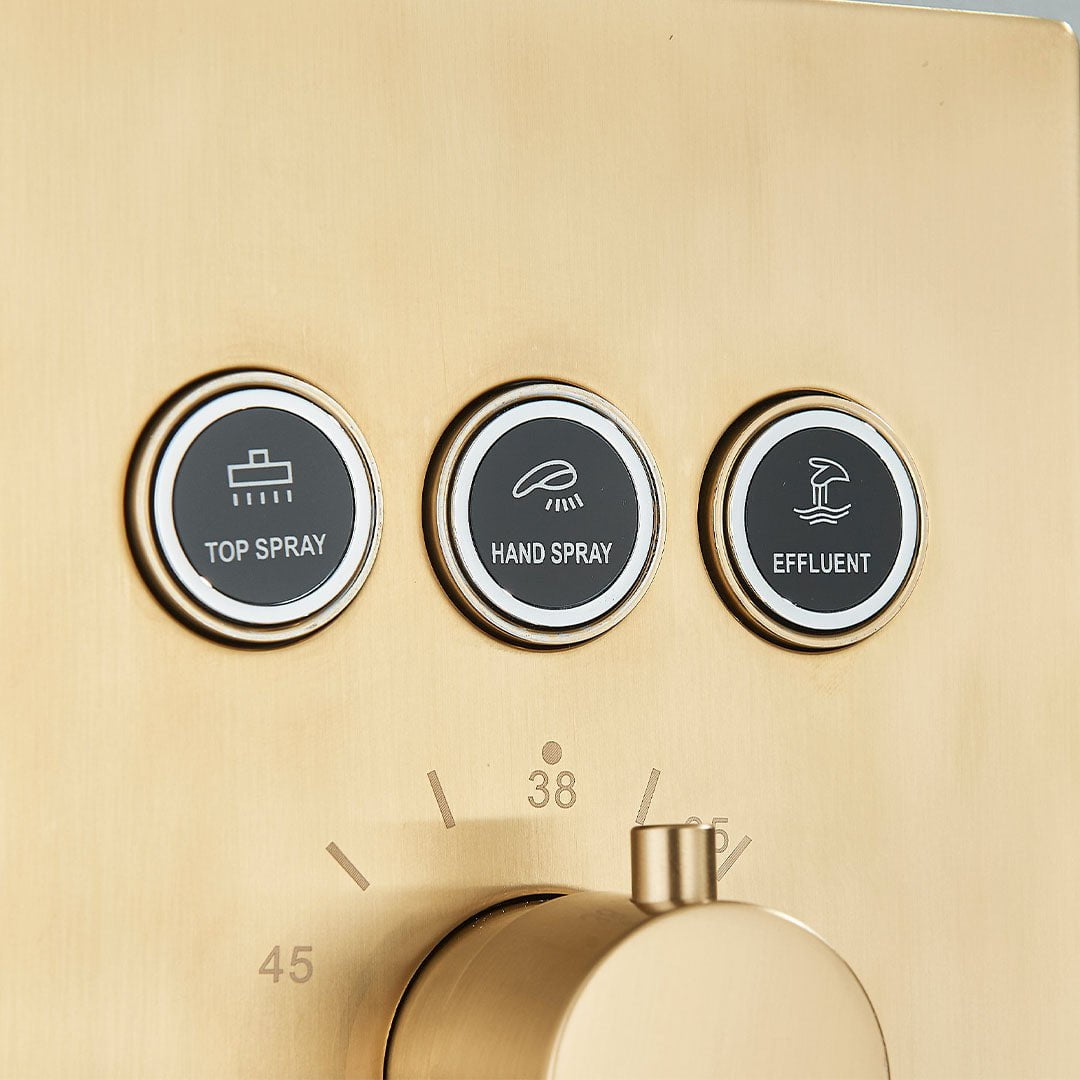 Set de dus incastrabil in tavan, cu para patrata si termostat, 3 functii de curgere a apei, cod 1690