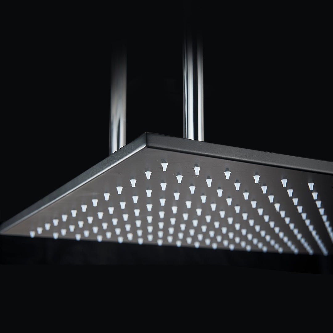 Set de dus incastrabil in tavan, cu para patrata, termostat, 3 functii de curgere a apei, cod 1692