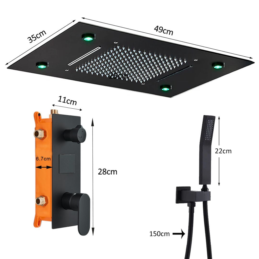 Set de dus incastrat in tavan, cu afisaj digital si lumini, cod 1693
