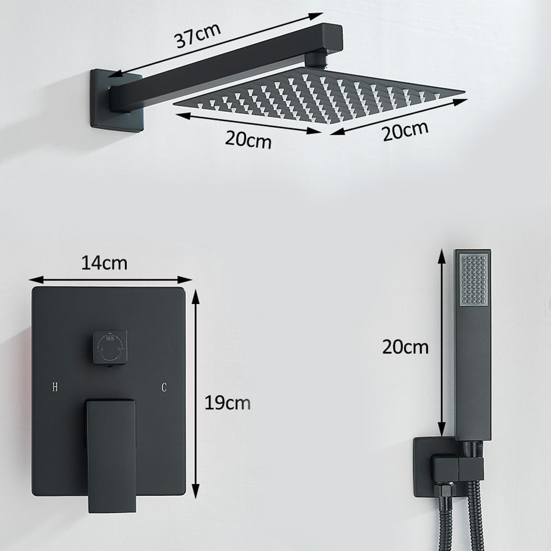 Set de dus incastrat, para de 20 cm, 2 functii, negru mat, cod 1689
