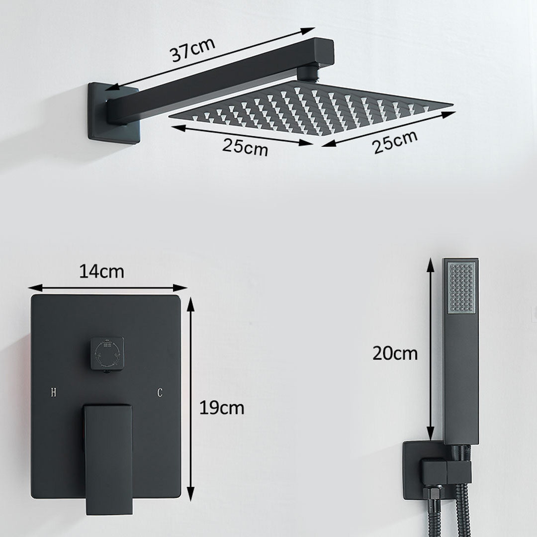 Set de dus incastrat, para de 25 cm, 2 functii, negru mat, cod 1688