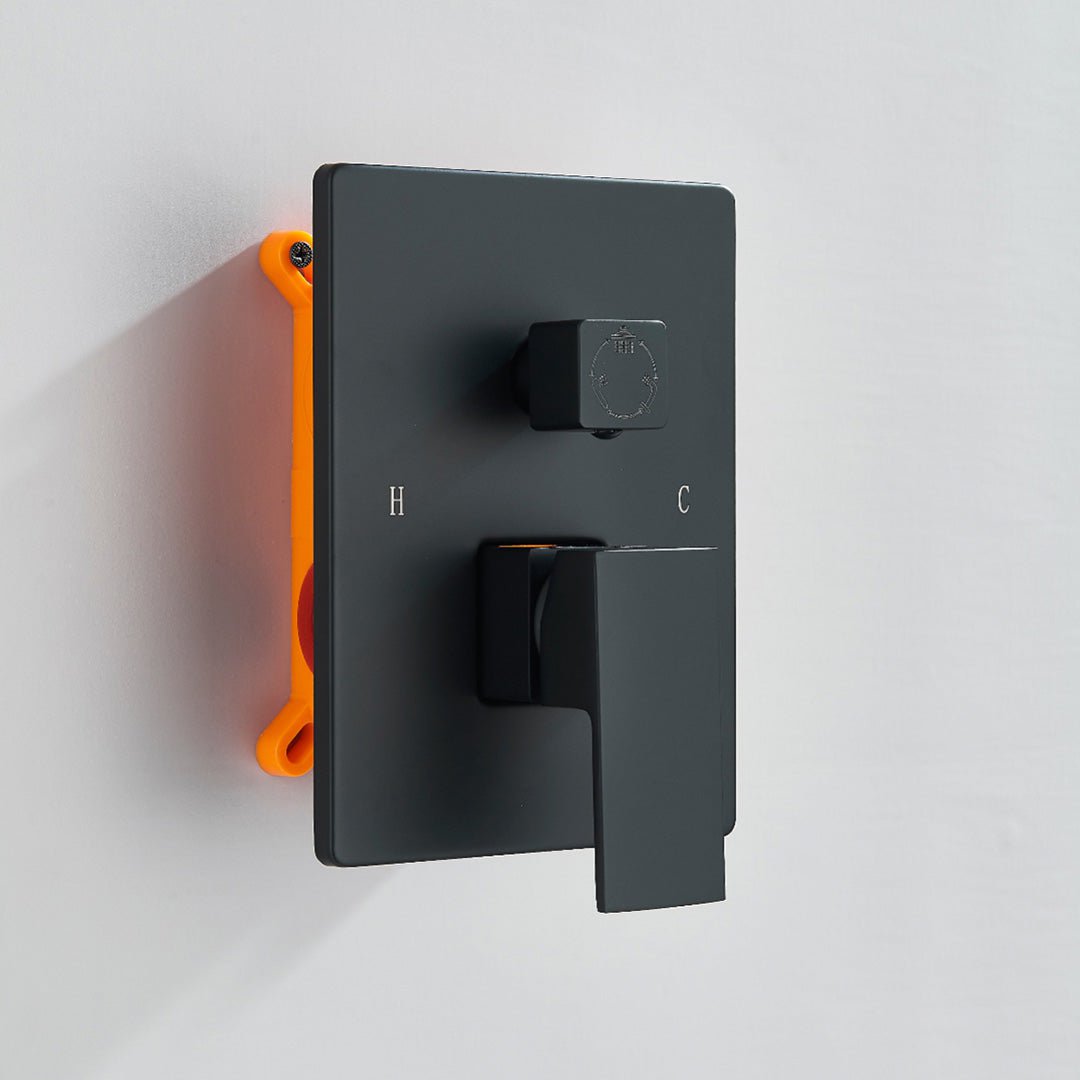 Set de dus incastrat, para de 40 cm, 3 functii, negru mat, cod 1686