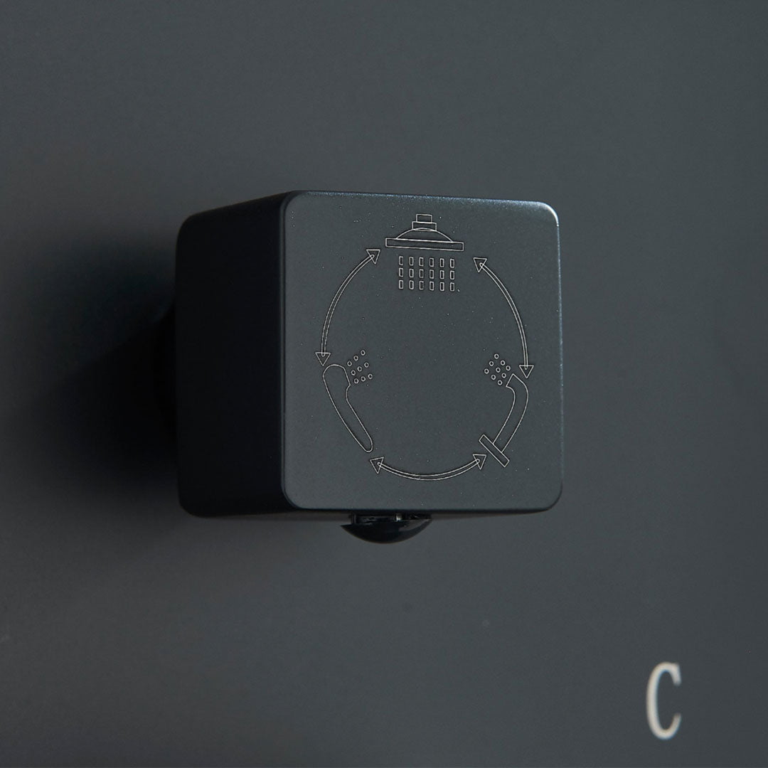 Set de dus incastrat, para de 40 cm, 3 functii, negru mat, cod 1686