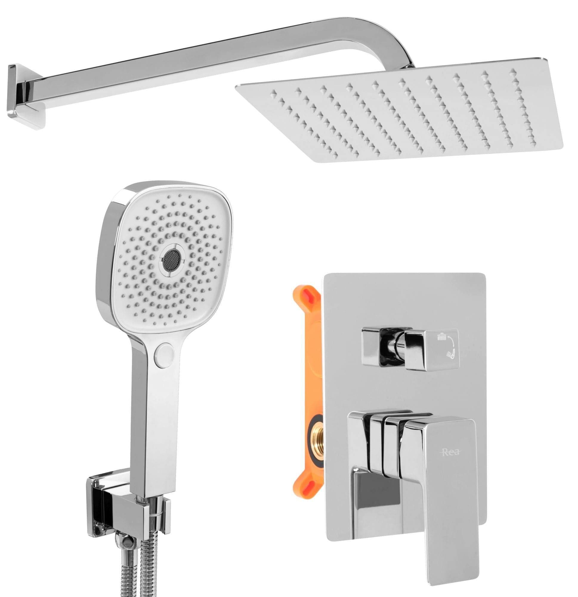 Set de dus încastrat Rea Orix crom cu 2 funcții de curgere