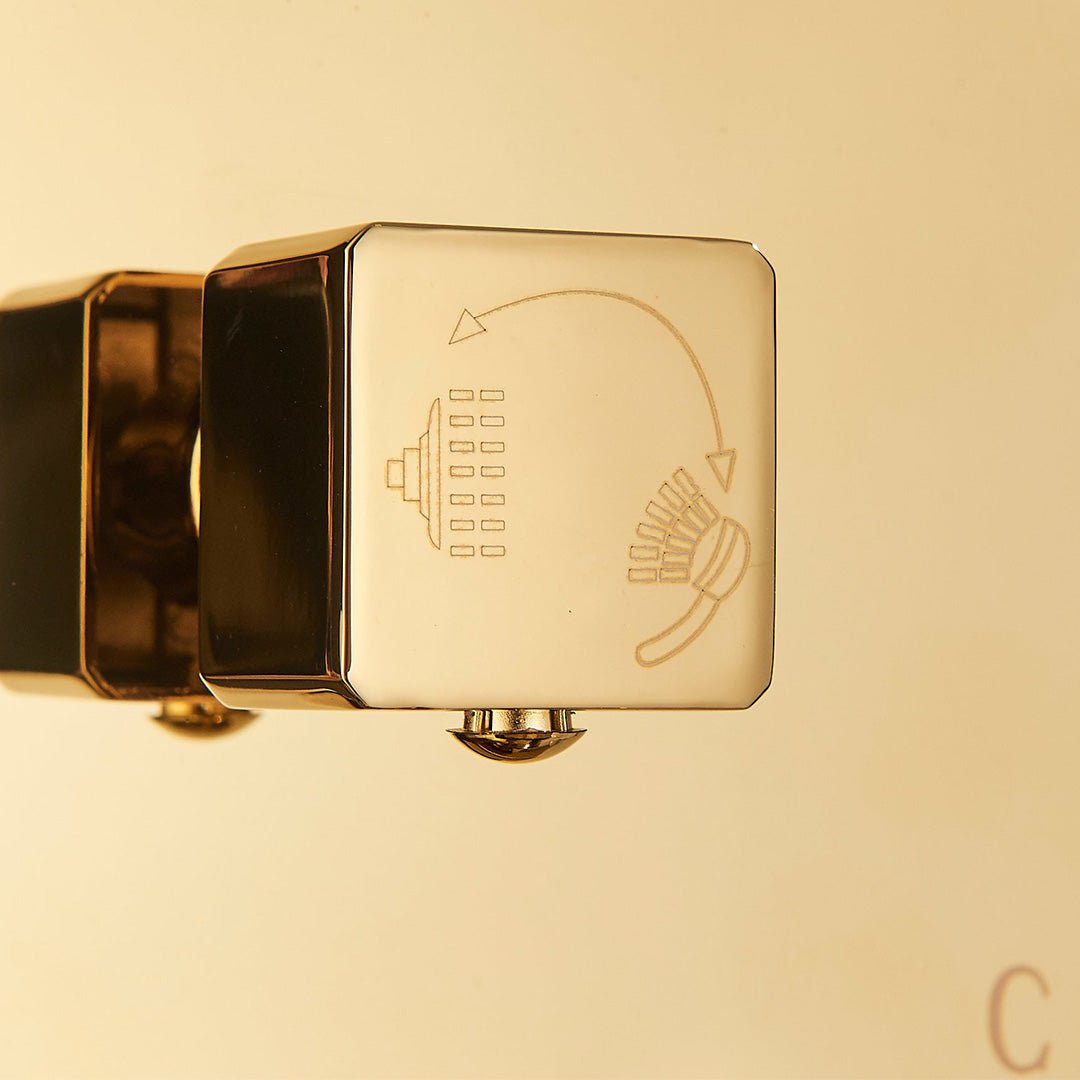 Set de dus incastrat tip ploaie, para 30 cm, cu 2 functii de curgere, auriu lucios, cod 1683