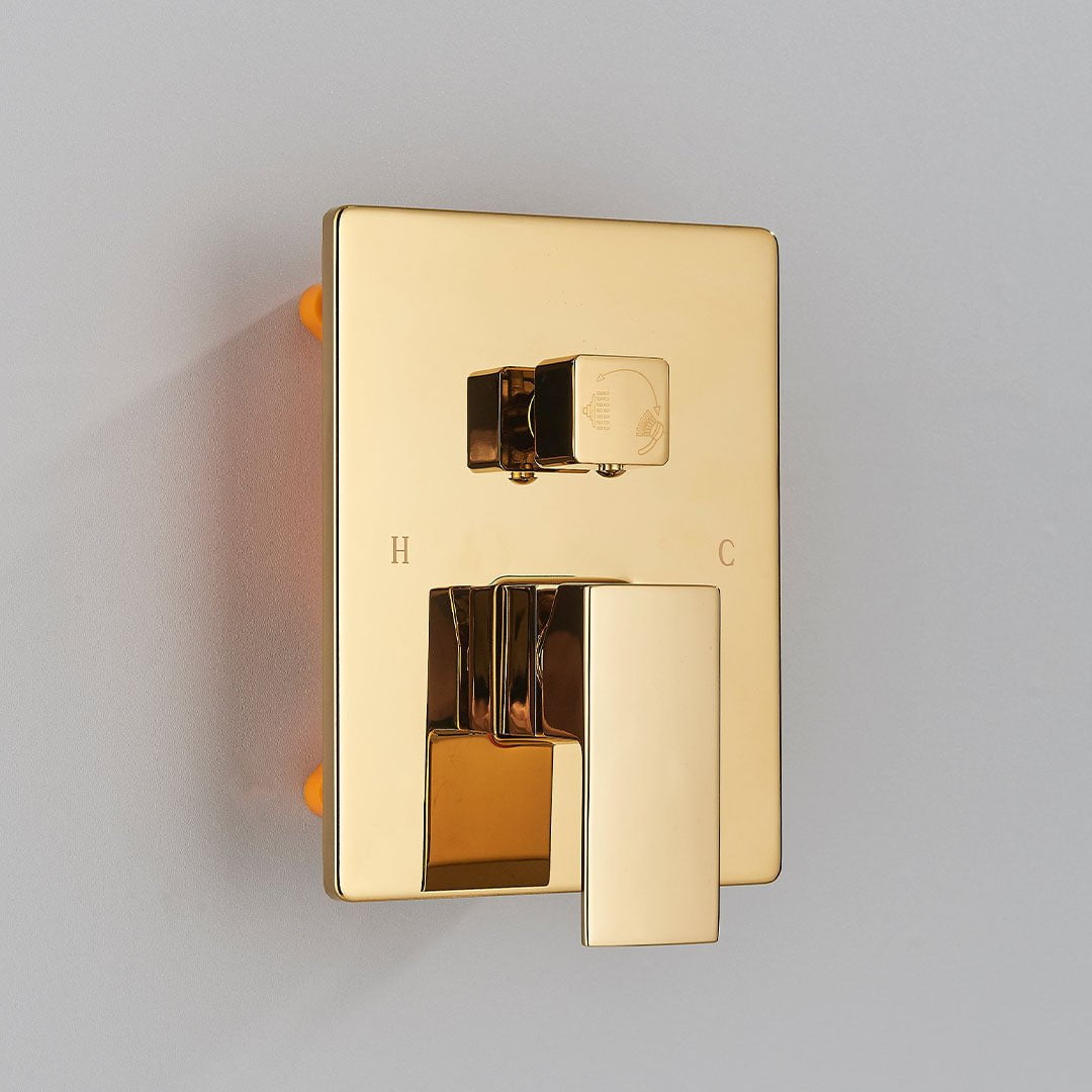 Set de dus incastrat tip ploaie, para 30 cm, cu 2 functii de curgere, auriu lucios, cod 1683